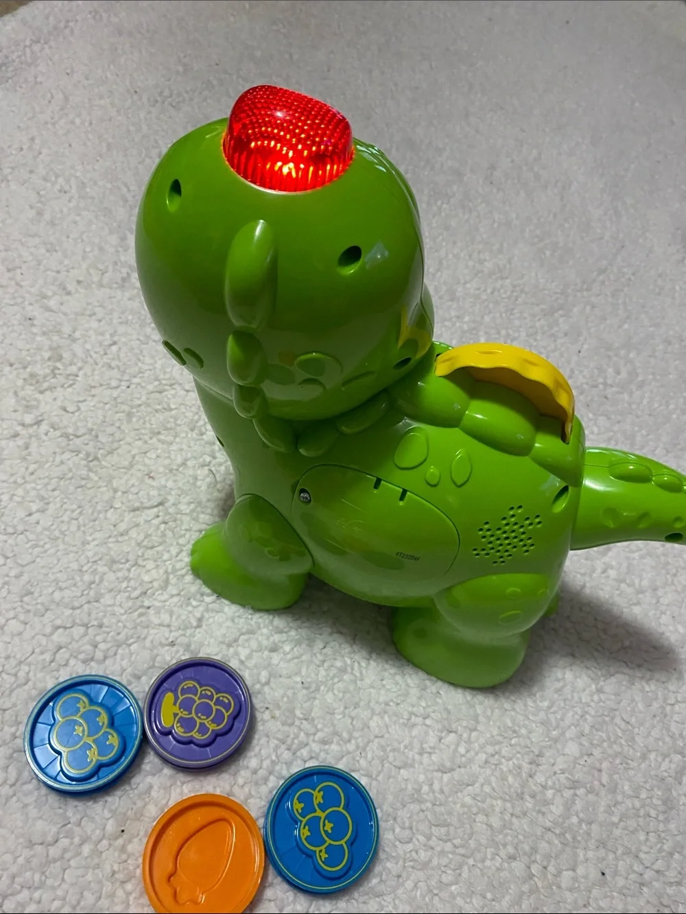Interactive Green Dino Learning Toy with Lights and Buttons